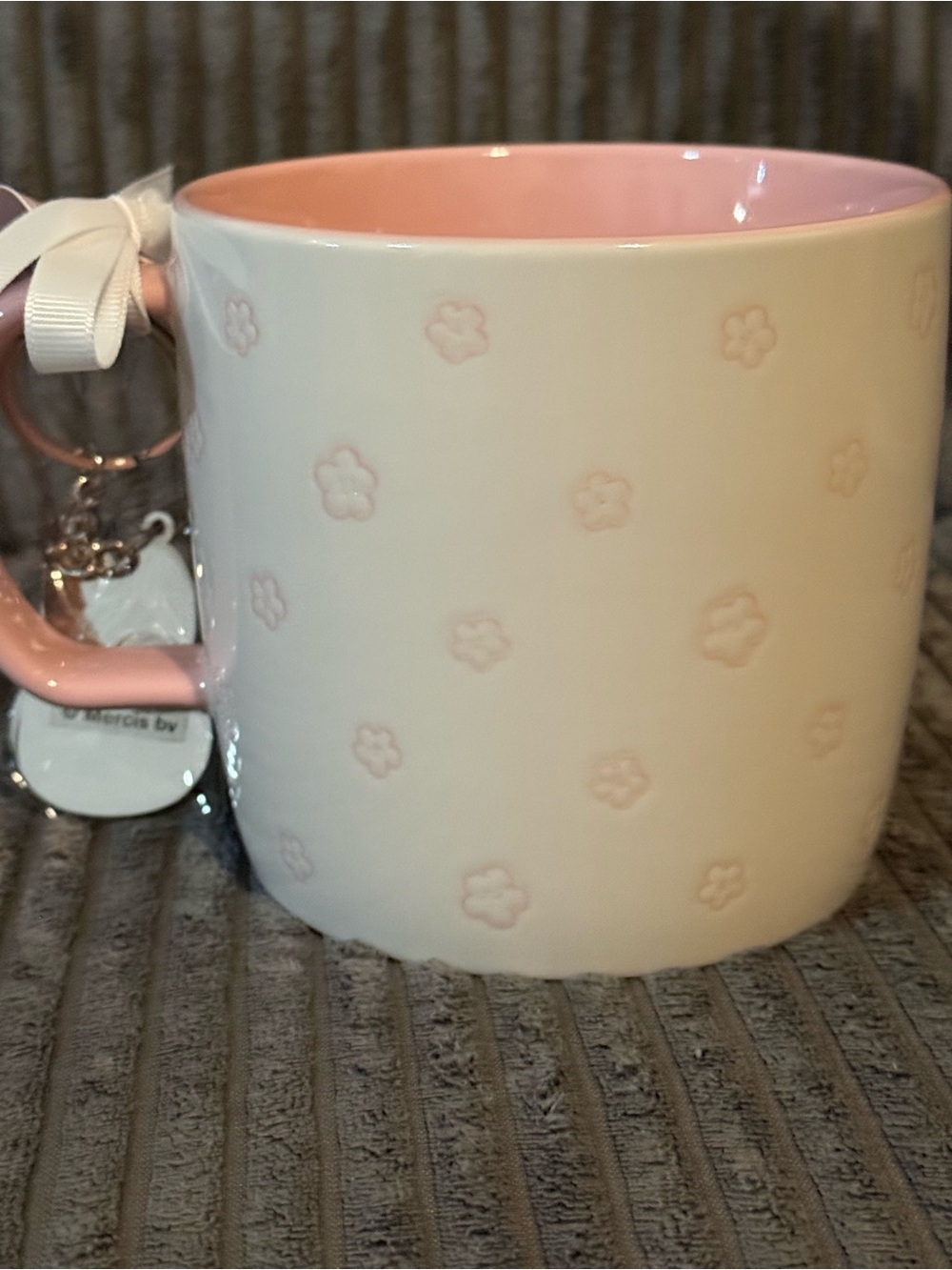 Miffy white Ceramic Mug With pink floral Pattern & int with Bunny Keychain - Picture 7 of 8